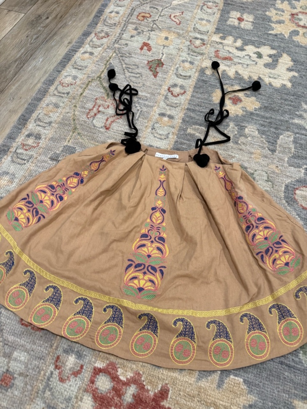 Endless Rose Tan Embroidered Shirt with Colorful Floral Stitching